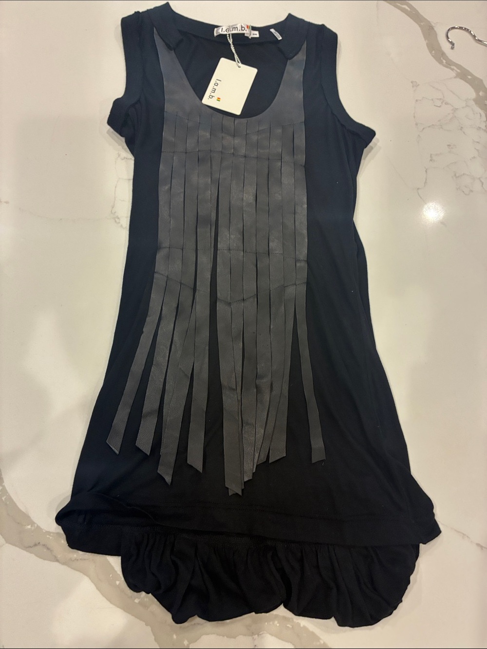 Lamb leather fringe top